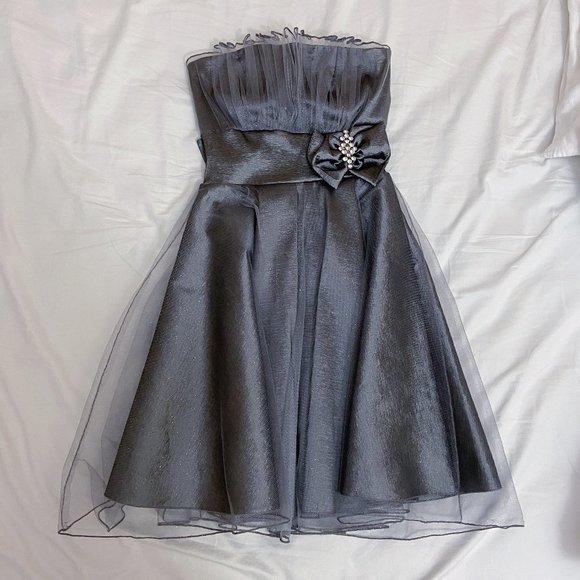 NWT Elegant Satin Formal Mini Dress, Strapless - Picture 1 of 8